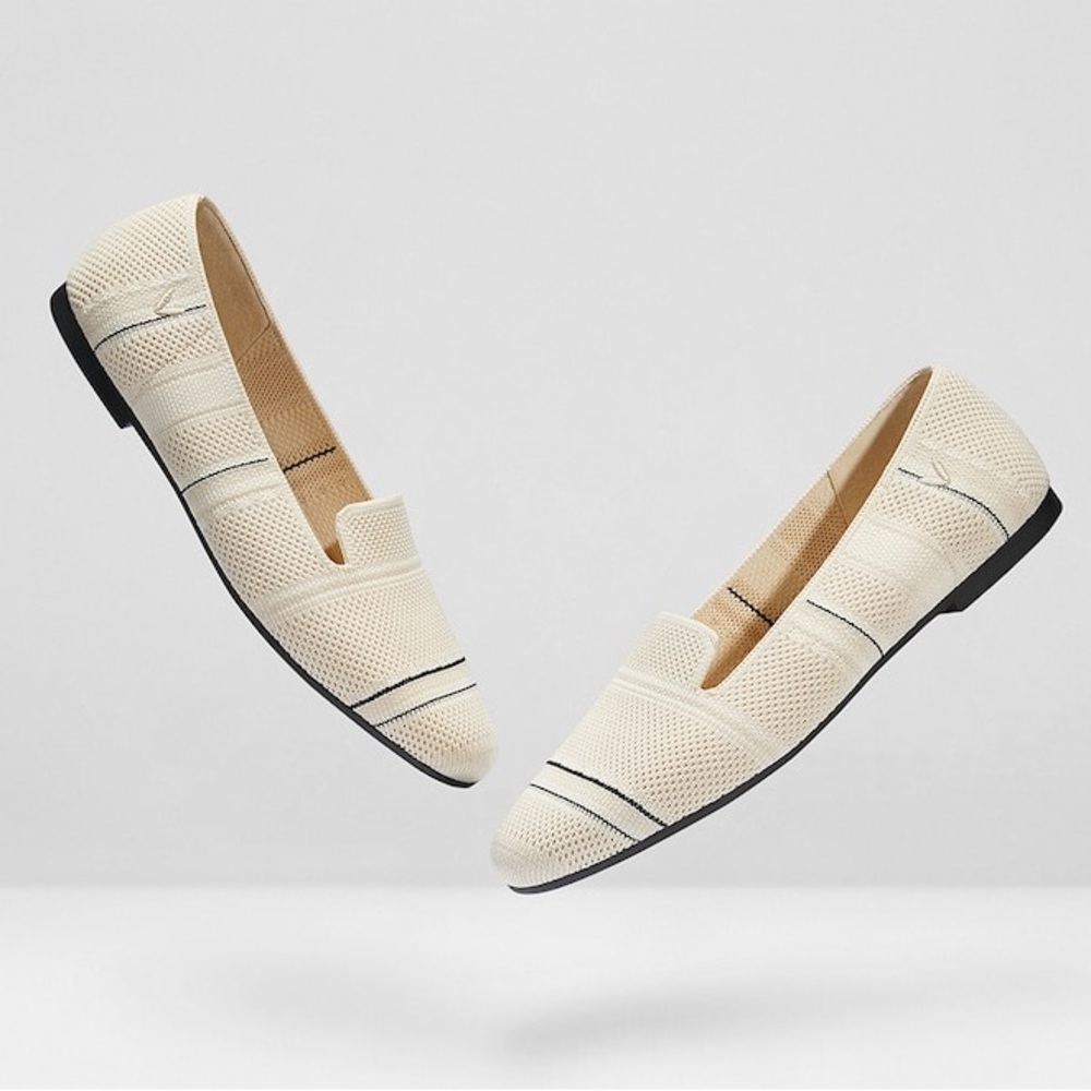 VIVAIA Ivory Blue Stripe Elly Round Toe Loafer Shoes